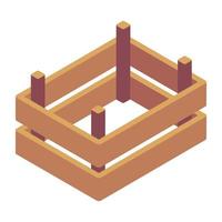 Wooden fence in modern isometric style vector