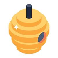 Colonial bees preserved honey in beehive, isometric style vector