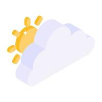 Sun with cloud showing partly cloudy icon vector