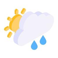 Sun with cloud showing partly cloudy icon vector