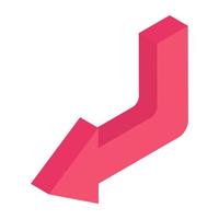 A down left arrow icon in editable style vector