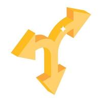 Road intersect arrows icon in isometric design vector