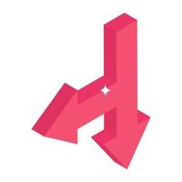 Three way direction arrows icon in isometric design vector