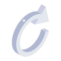 Icon of restart arrow in editable isometric design vector