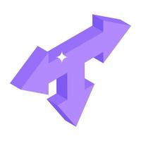 Road intersect arrows icon in isometric design vector