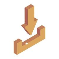 Isometric icon of down arrow vector