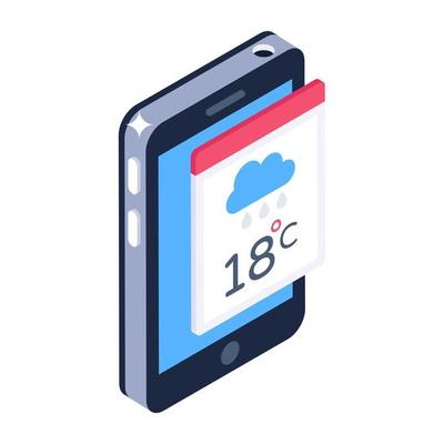 Trendy isometric design of phone forecast icon