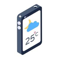 diseño isométrico de moda del icono de pronóstico del teléfono vector