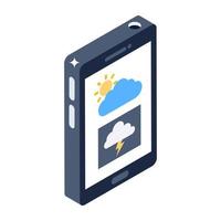 diseño isométrico de moda del icono de pronóstico del teléfono vector