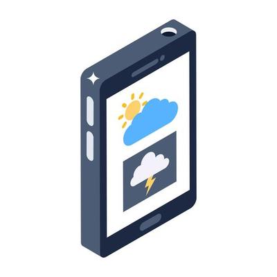 Trendy isometric design of phone forecast icon