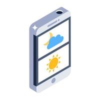 Trendy isometric design of phone forecast icon vector