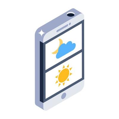 Trendy isometric design of phone forecast icon