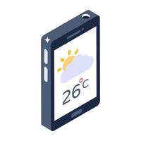 Trendy isometric design of phone forecast icon vector