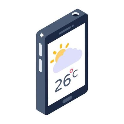 Trendy isometric design of phone forecast icon