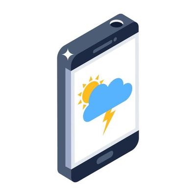 Trendy isometric design of phone forecast icon