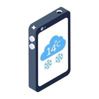 Trendy isometric design of phone forecast icon vector