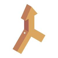 Curved up arrow icon in isometric design vector