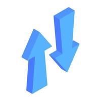 Up and down arrows, isometric icon of two way arrows vector