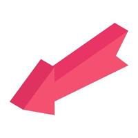 Left arrowhead isometric icon vector