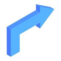 Curved up arrow icon in isometric design vector