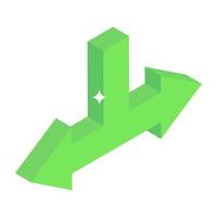 Road intersect arrows icon in isometric design vector