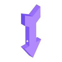 Isometric icon of down arrow vector