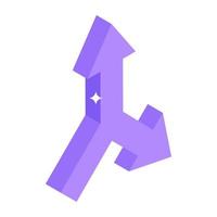 Road intersect arrows icon in isometric design vector