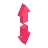 Up and down arrows, isometric icon of two way arrows vector