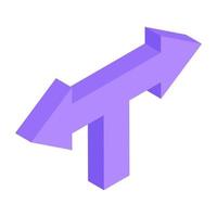 Road intersect arrows icon in isometric design vector