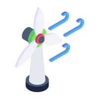 un icono de molino de viento doméstico en estilo de vector isométrico