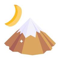 Icon of hill night in isometric style vector