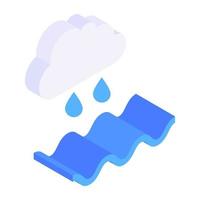 Cloud with sun showing, partly sunny isometric icon vector