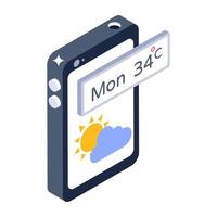 Trendy isometric design of forecast app icon vector