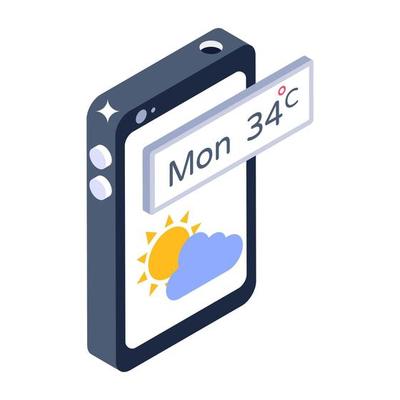Trendy isometric design of forecast app icon