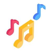 icono de vector isométrico de notas musicales para aplicaciones musicales y sitios web