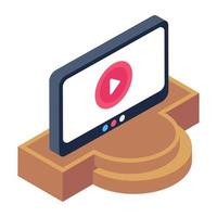 Online video in isometric design, editable vector