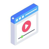 Online movie in isometric design, editable vector