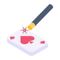 A magic trick with a card, isometric icon of circus and entrainment vector