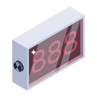 A digital clock displaying time, isometric icon vector