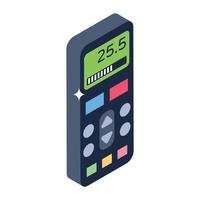 Wireless remote icon in isometric design, air conditioner remote vector