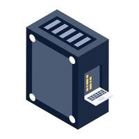 icono de rack de servidor en estilo isométrico, vector de concepto de centro de datos