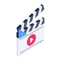 Clapperboard isometric icon, action concept vector