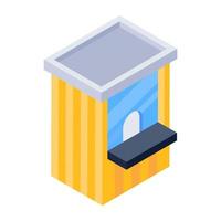 Ticket counter in isometric style icon, editable vector