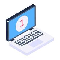 Laptop countdowns isometric icon, editable vector