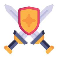 Person holding sword, flat icon of action game vector