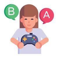 Person talking online, flat icon of game talk vector