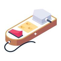 Push button icon in isometric design, vector style of switch button