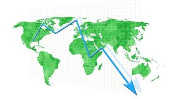 concepto de crisis económica. extendido en el mundo, la economía está baja. ilustración 3d foto