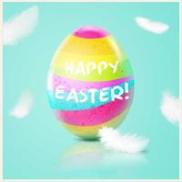 Beautiful Easter background with colorful Easter eggs. 3d illustration photo