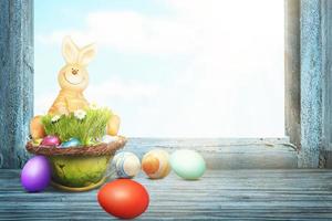 Beautiful Easter background with colorful Easter eggs photo